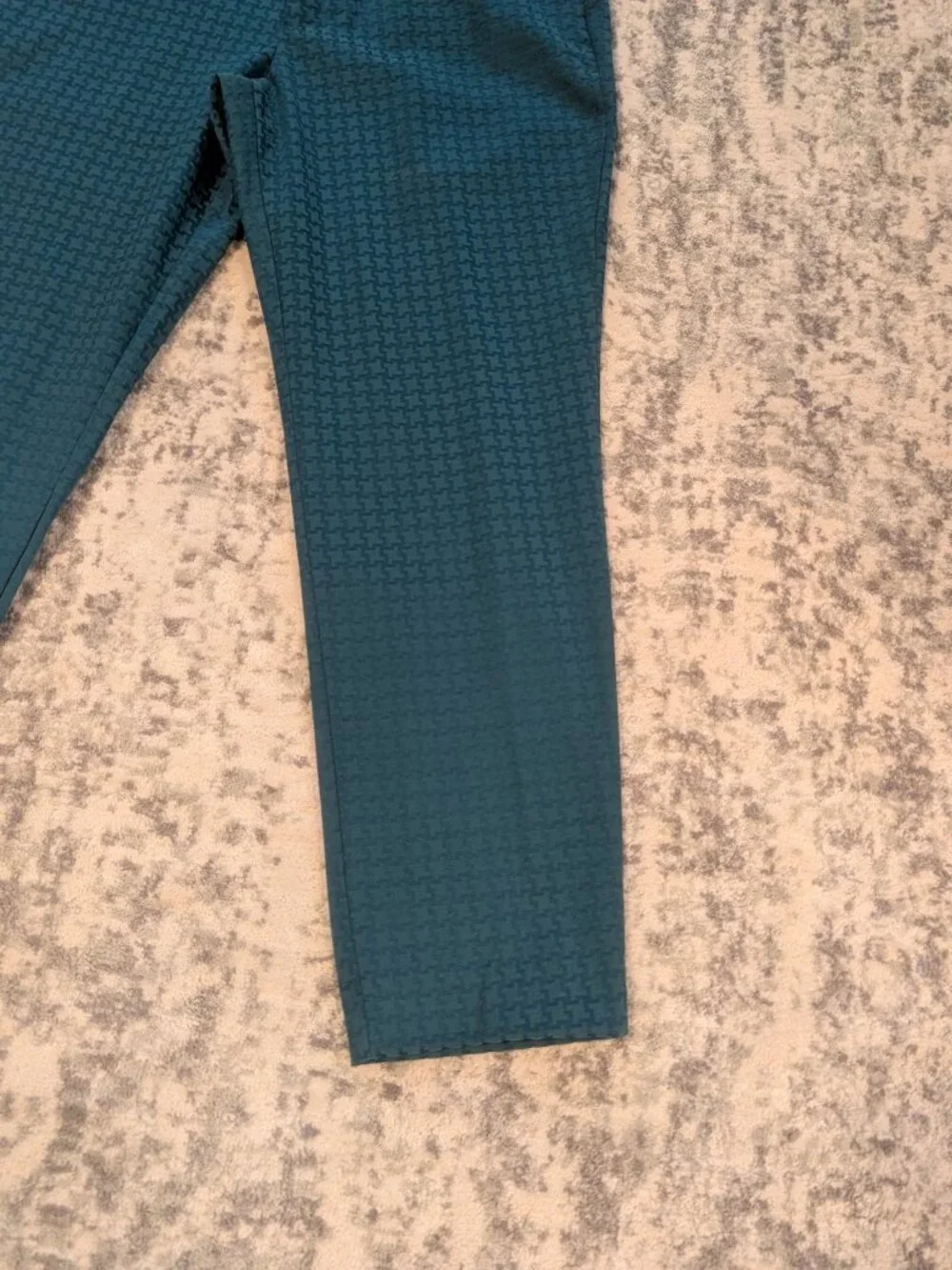 Old Navy Pixie Pants Women's 14 Green Houndstooth Slim Career Ankle Stretch - Picture 2 of 10